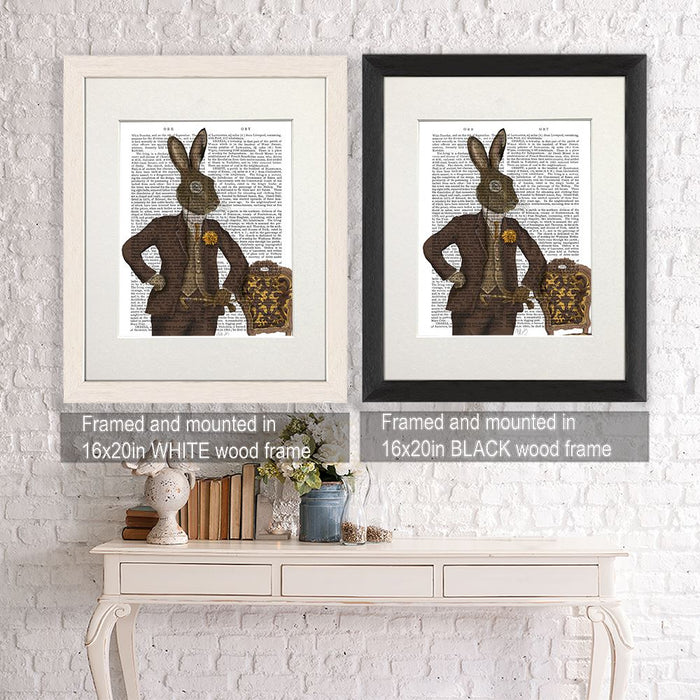 Dapper Rabbit Lithograph Dapper Hare, Antiquarian Book Prints, Art Print, Wall Art — FabFunky