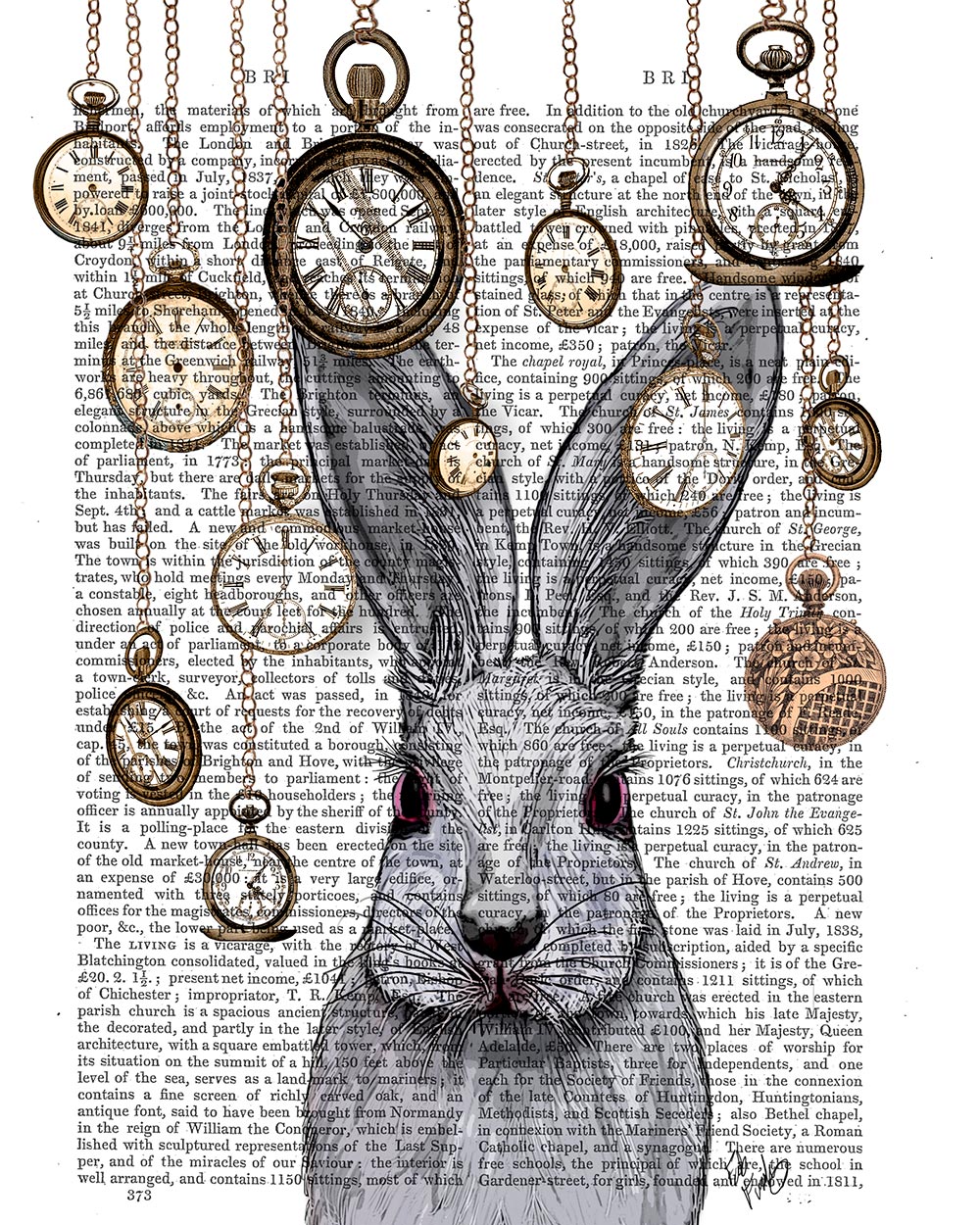 Rabbit Time, Antiquarian Book Prints, Art Print, Wall Art — FabFunky