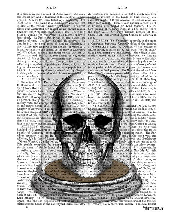 Skull on book アクリル原画 Skull with thorns print | Jody Monochrome Art