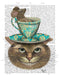 Cheshire Cat with Cup on Head