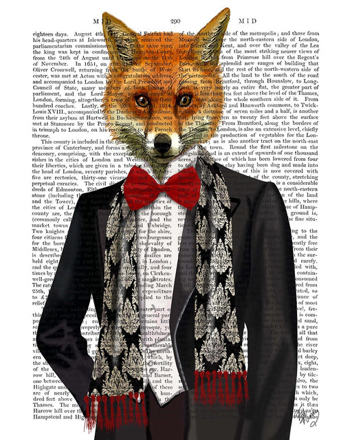 Fox with Red Bow Tie