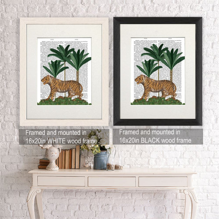 Tiger in palms, Animalia Book Print, Art Print, Wall Art