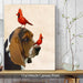 Basset Hound and Birds, Dog Art Print, Wall art | Framed White