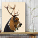 Basset Hound and Antlers, Dog Art Print, Wall art | Framed White