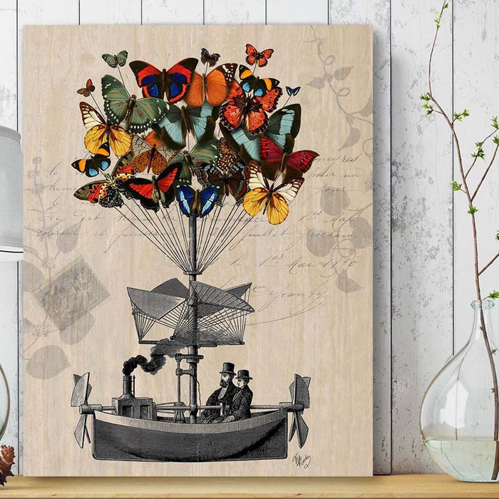 Butterfly Airship, Art Print, Canvas Wall Art