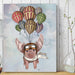 Pig And Balloons, Animal Art Print, Wall Art