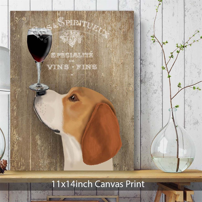 Beagle, Dog Au Vin, Dog Art Print, Wall art | Canvas 11x14inch