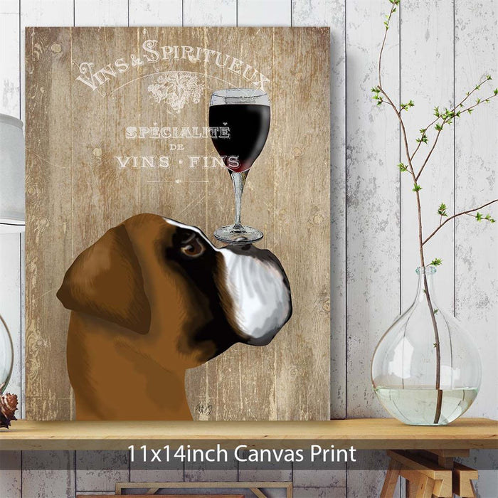 Boxer, Dog au vin, Dog Art Print, Wall art | Canvas 11x14inch