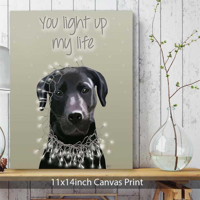 Labrador Black, You Light Up, Dog Art Print, Wall art | Canvas 11x14inch