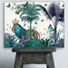 Blue Lion in Tropical Jungle, Art Print, Canvas Wall Art