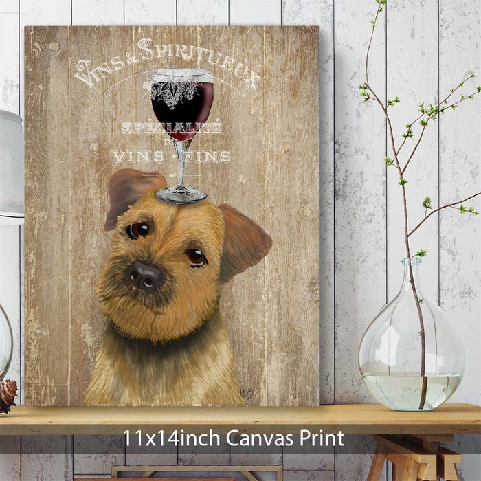 Border Terrier, Dog Au Vin, Dog Art Print, Wall art | Canvas 11x14inch