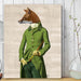 Fox in Green Jacket, Art Print, Canvas Wall Art | Print 18x24inch