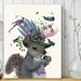 Squirrel Birdkeeper and Blue Acorns, Art Print | Print 18x24inch