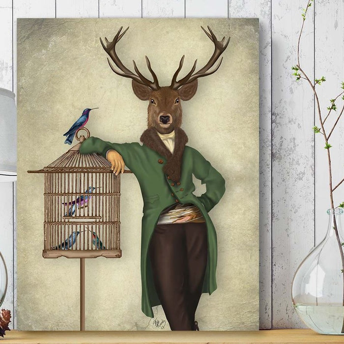 Deer and Bamboo Cage, Full, Art Print | Print 18x24inch