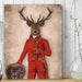 Deer in Red and Gold Jacket, Full, Art Print | Print 18x24inch