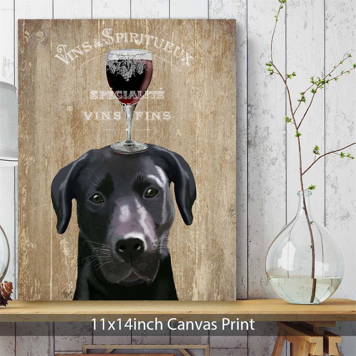 Labrador Black, Dog Au Vin, Dog Art Print, Wall art | Canvas 11x14inch