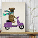 Boxer On Moped, Dog Art Print, Wall art | Canvas 11x14inch