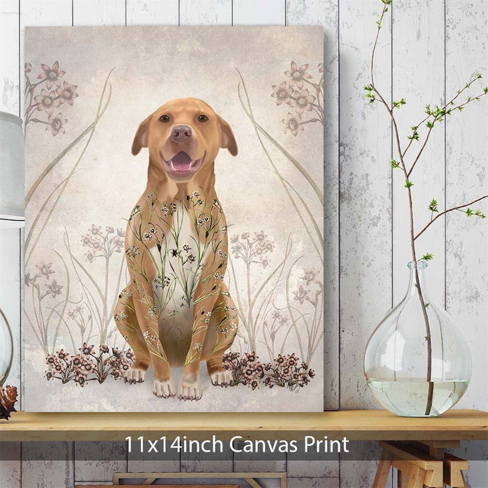 Pit Bull with Floral Tattoo, Dog Art Print, Wall art | Canvas 11x14inch
