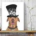 Pit Bull with Black Hat, Dog Art Print, Wall art | Canvas 11x14inch