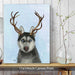 Husky and Antlers, Dog Art Print, Wall art | Canvas 11x14inch