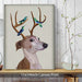Greyhound and Antlers - Grey, Dog Art Print, Wall art | Canvas 11x14inch