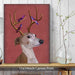 Greyhound and Antlers - Red, Dog Art Print, Wall art | Canvas 11x14inch
