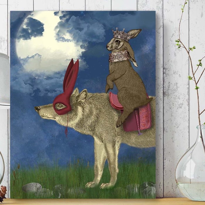Arrival of the Hare King, Animal Art Print, Wall Art | Canvas 11x14inch