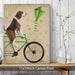 Beagle on Bicycle, Dog Art Print, Wall art | Canvas 11x14inch