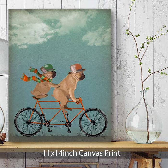 French Bulldog Tandem, Dog Art Print, Wall art | Canvas 11x14inch