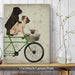 Pugs on Bicycle, Dog Art Print, Wall art | Canvas 11x14inch