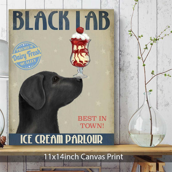 Labrador Black Ice Cream, Dog Art Print, Wall art | Canvas 11x14inch