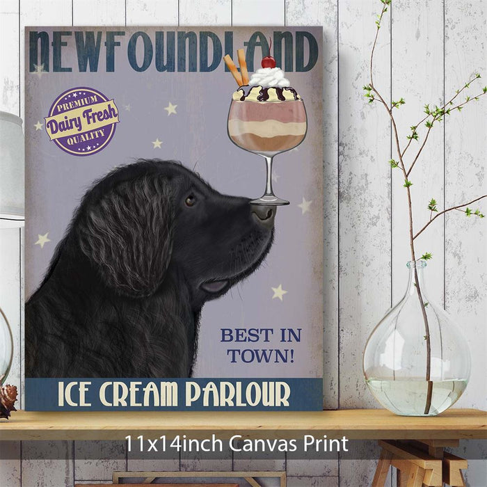 Newfoundland Ice Cream, Dog Art Print, Wall art | Canvas 11x14inch
