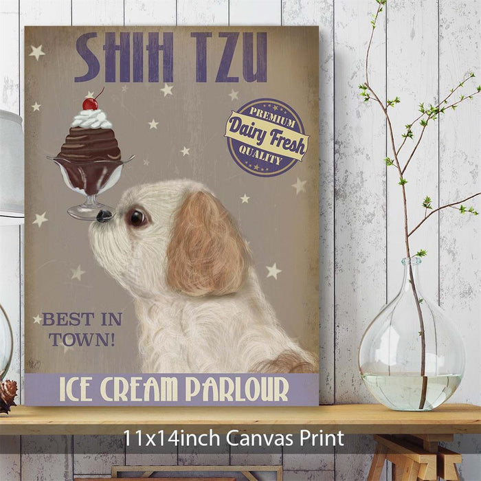 Shih Tzu Ice Cream, Dog Art Print, Wall art | Canvas 11x14inch