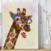 Giraffe and Flower Glasses 2, Art Print, Canvas Wall Art