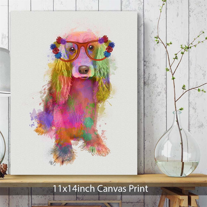 Cocker Spaniel Rainbow Splash, Full, Dog Art Print, Wall art | Canvas 11x14inch