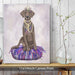 Weimaraner on Purple Cushion, Dog Art Print, Wall art | Canvas 11x14inch