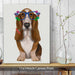 Basset Hound Flower Glasses, Dog Art Print, Wall art | Canvas 11x14inch