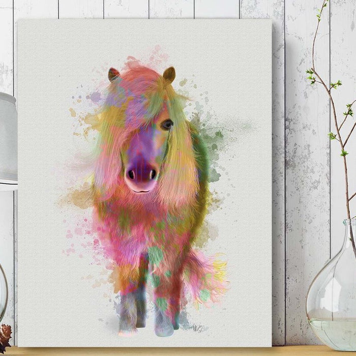 Pony 1 Full Rainbow Splash, Animal Art Print | Framed Black