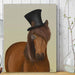 Horse Top Hat and Monocle, Animal Art Print | Framed Black