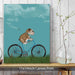 English Bulldog on Bicycle - Sky, Dog Art Print, Wall art | Canvas 11x14inch