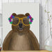 Bear and Flower Glasses, Animal Art Print, Wall Art | Canvas 11x14inch