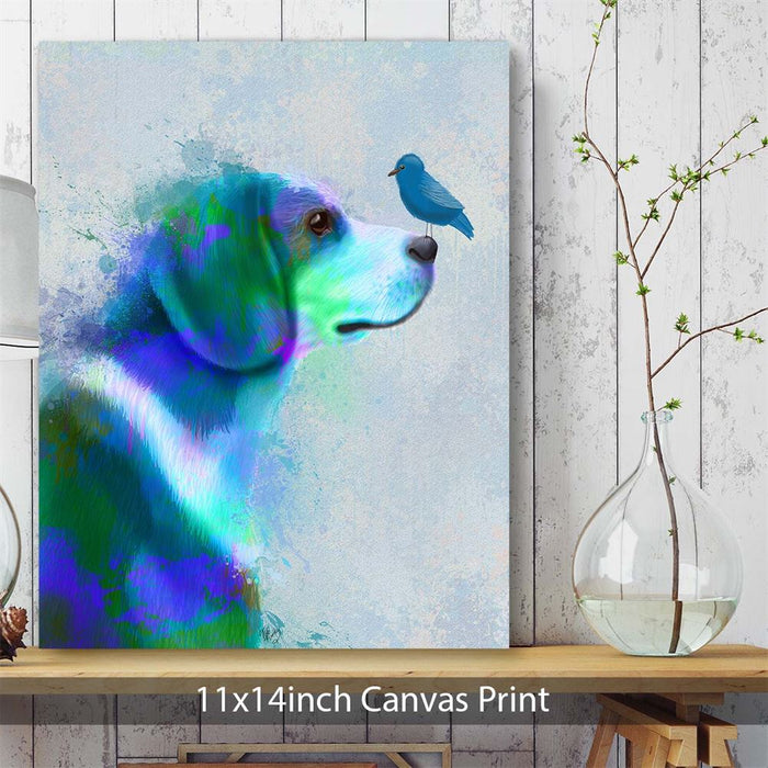 Beagle Blue Splash, Dog Art Print, Wall art | Canvas 11x14inch