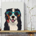 Bernese and Flower Glasses, Dog Art Print, Wall art | Canvas 11x14inch