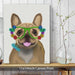 French Bulldog and Flower Glasses, Dog Art Print, Wall art | Canvas 11x14inch