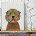 Labradoodle Golden and Flower Glasses, Dog Art Print, Wall art | Canvas 11x14inch