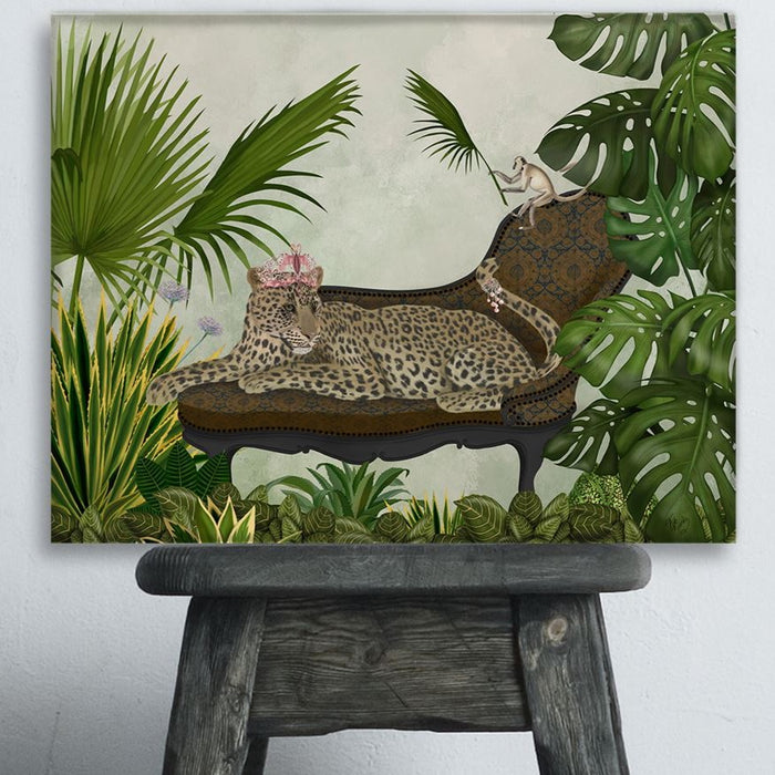 Leopard Chaise Longue, Art Print, Canvas Wall Art