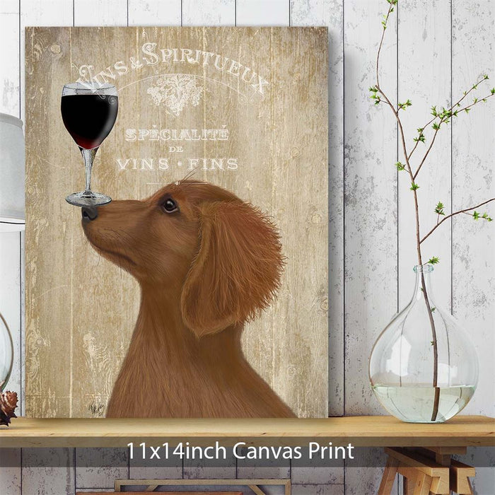Dachshund Gold, Dog Au Vin, Dog Art Print, Wall art | Canvas 11x14inch