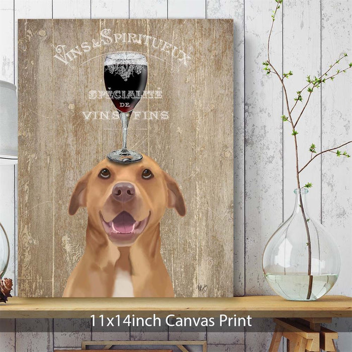 Pit Bull, Dog Au Vin, Dog Art Print, Wall art | Canvas 11x14inch