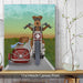 Airedale Chopper and Sidecar, Dog Art Print, Wall art | Canvas 11x14inch