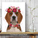 Beagle Flower Headdress, Dog Art Print, Wall art | Canvas 11x14inch